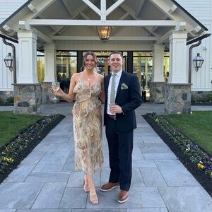 Moon River Beige and Brown Swirl Dress